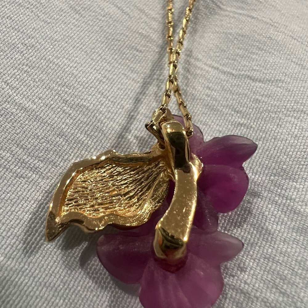 Christian Dior Gold and Purple Floral Necklace - Picture 9 of 15